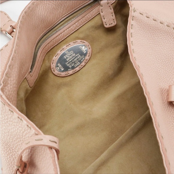 Fendi Selleria Linda Satchel in Bois de Rose Metallic Grained Leather - Picture 4 of 7